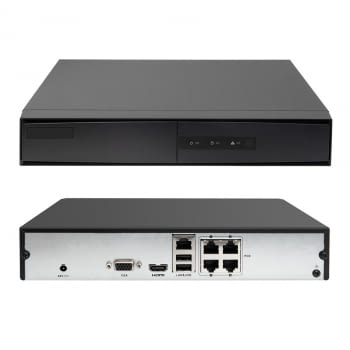 Grabador NVR IP 4CH 4MP 40/60Mbps mini 1U HDMI/VGA simultánea 1HDD